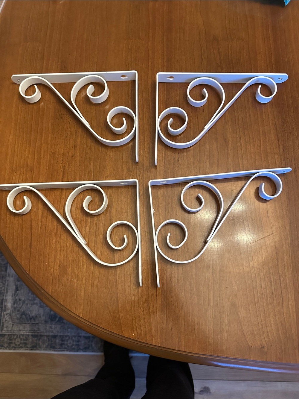 White Decorative Metal Wall Bracket Pair - Home Wall Decor - 4 Brackets Total